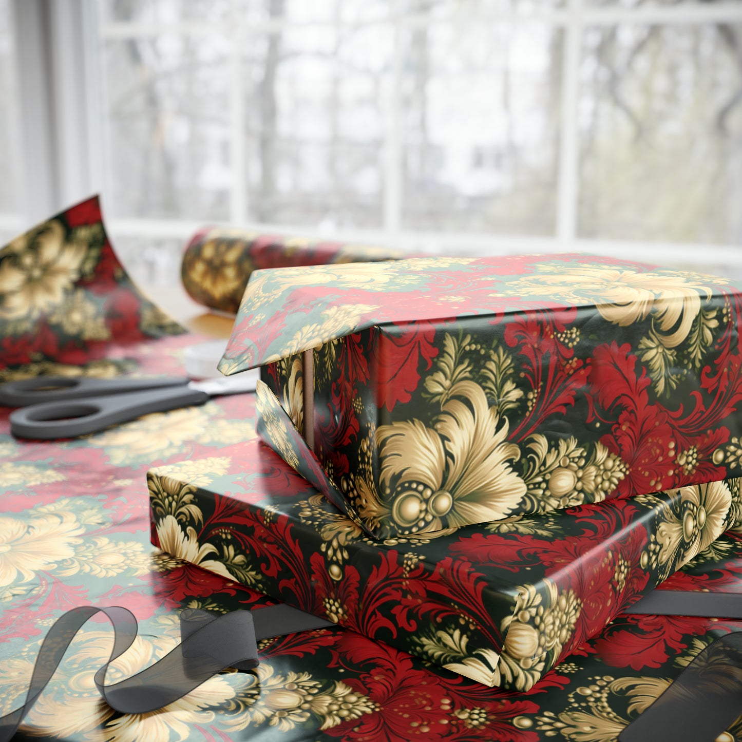 Christmas Damask Wrapping Papers