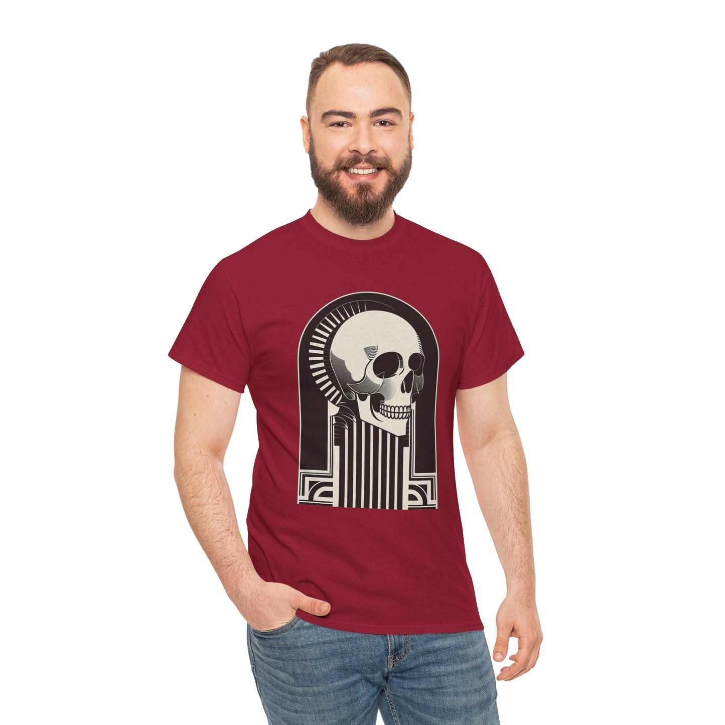 Art Deco Skull Unisex Heavy Cotton Tee