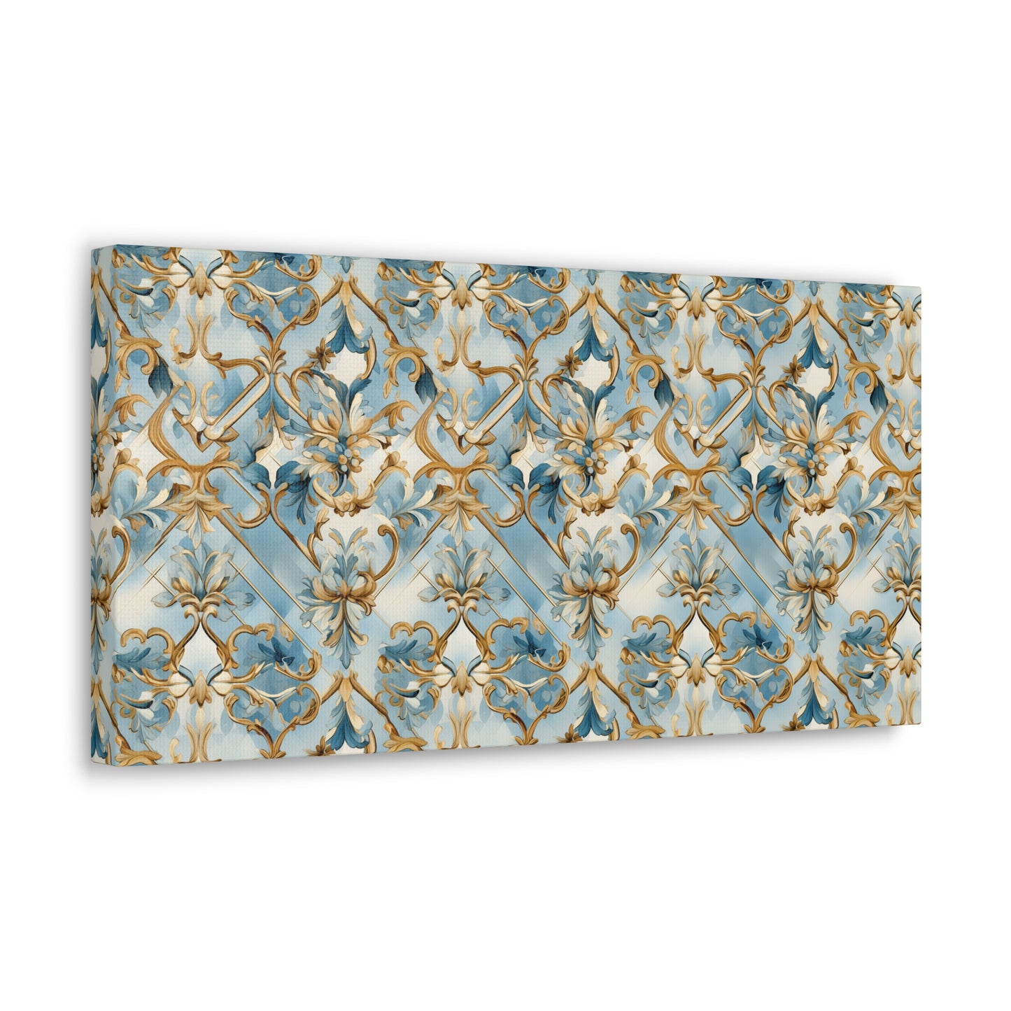 Blue and Gold Flourishes Canvas Gallery Wrap
