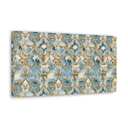 Blue and Gold Flourishes Canvas Gallery Wrap