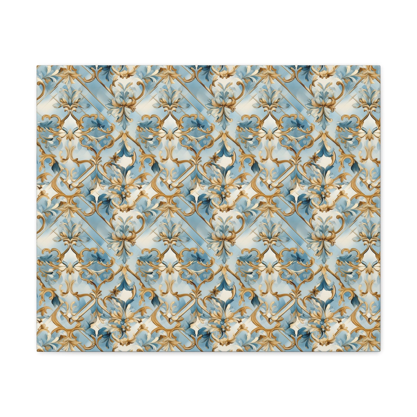 Blue and Gold Flourishes Canvas Gallery Wrap