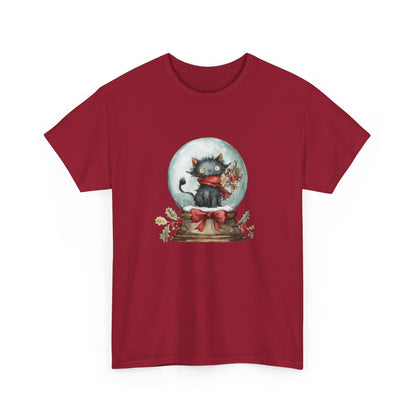 Snowglobe Cat Unisex Heavy Cotton Tee