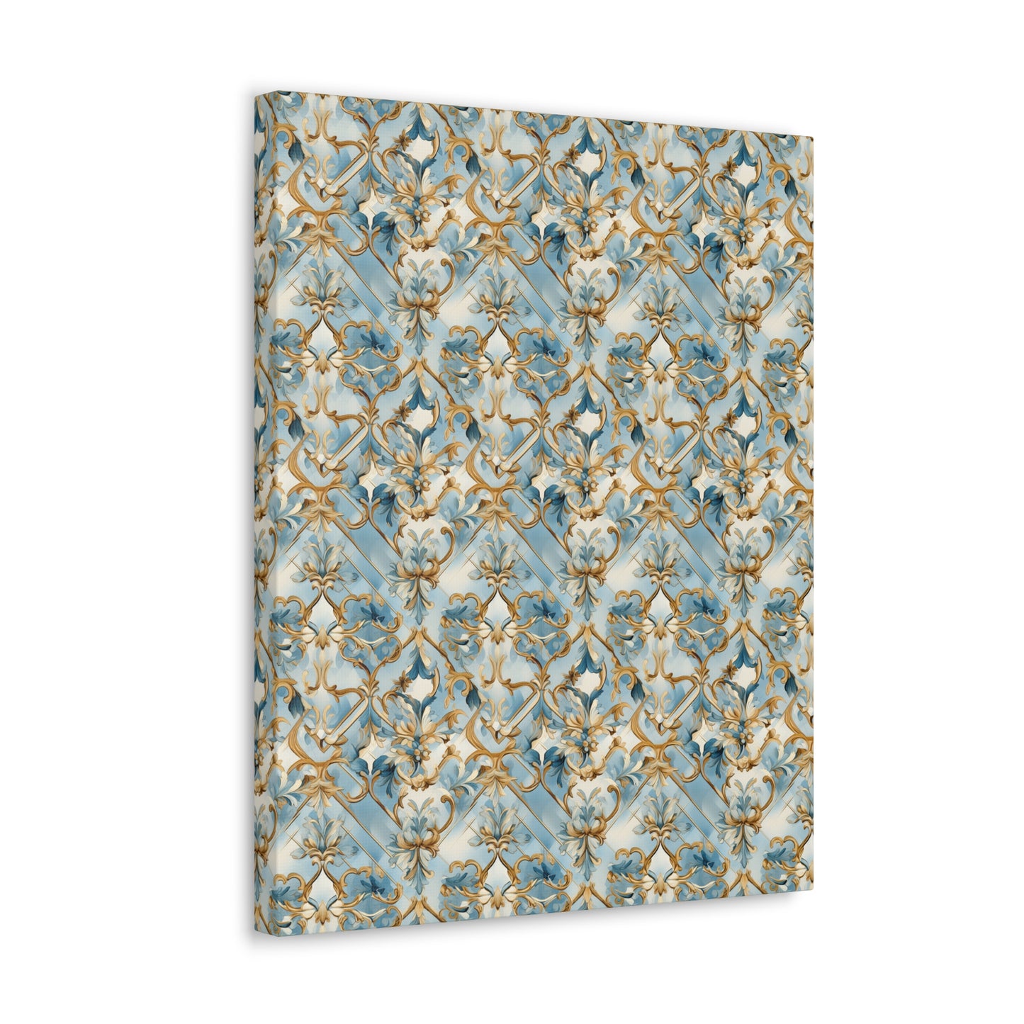 Blue and Gold Flourishes Canvas Gallery Wrap