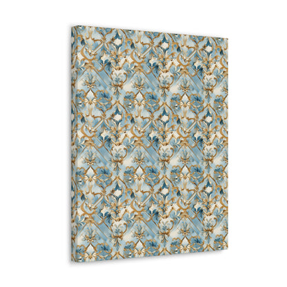 Blue and Gold Flourishes Canvas Gallery Wrap