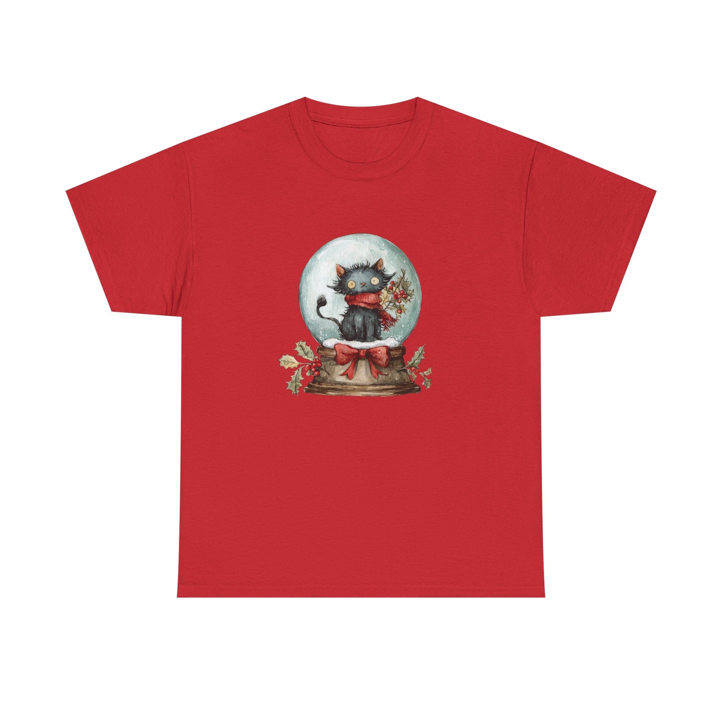 Snowglobe Cat Unisex Heavy Cotton Tee