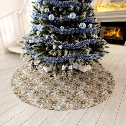 Silver & Gold Filigree Round Tree Skirt