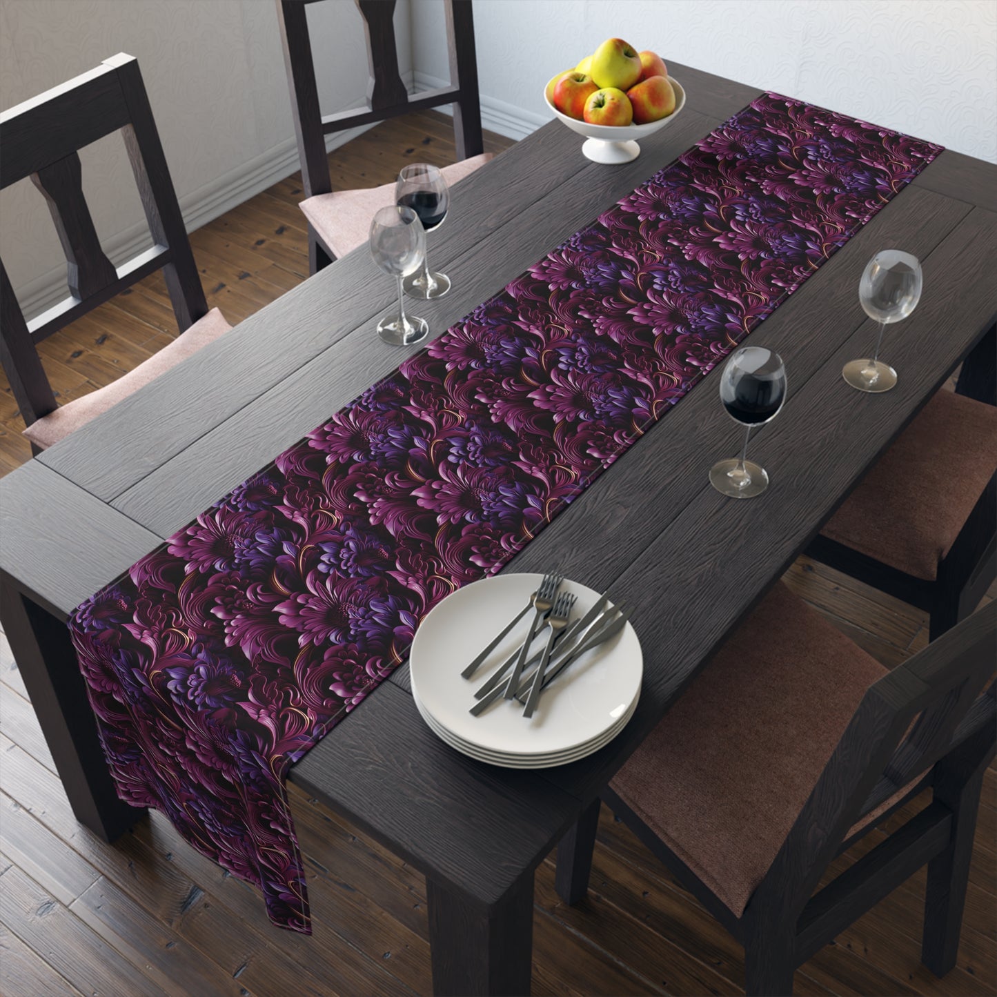 Purple Florals Table Runner (Cotton, Poly)