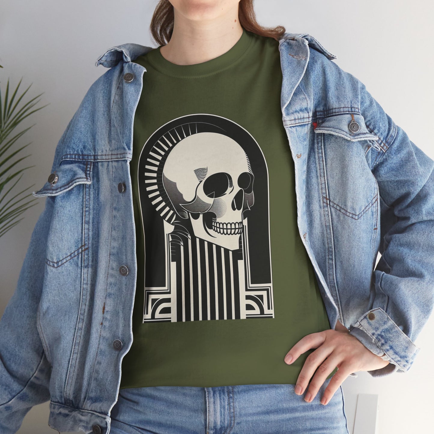Art Deco Skull Unisex Heavy Cotton Tee