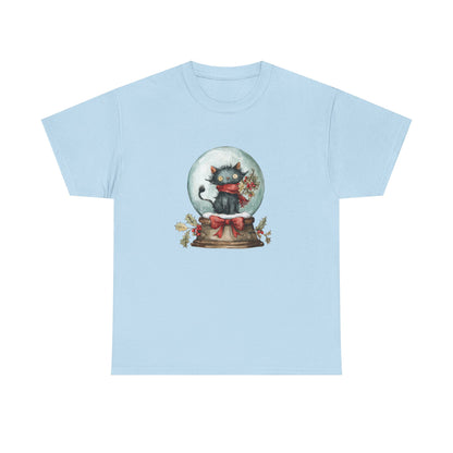 Snowglobe Cat Unisex Heavy Cotton Tee