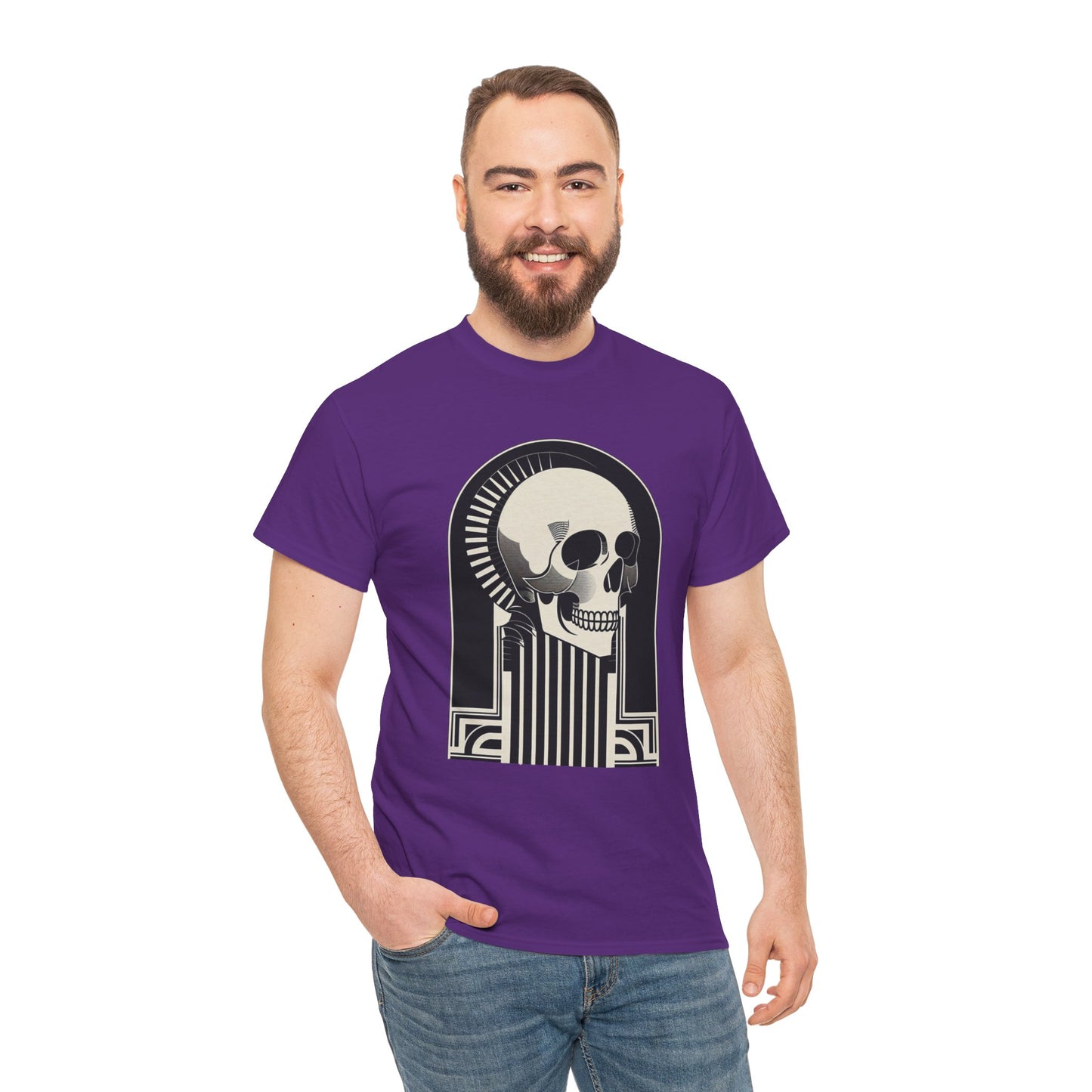 Art Deco Skull Unisex Heavy Cotton Tee