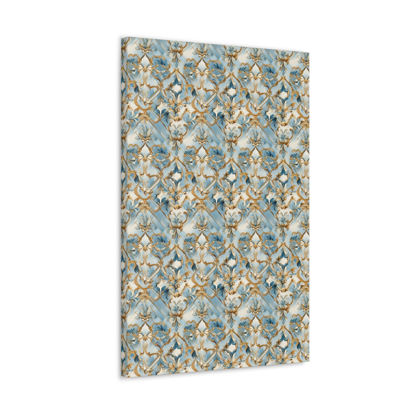 Blue and Gold Flourishes Canvas Gallery Wrap