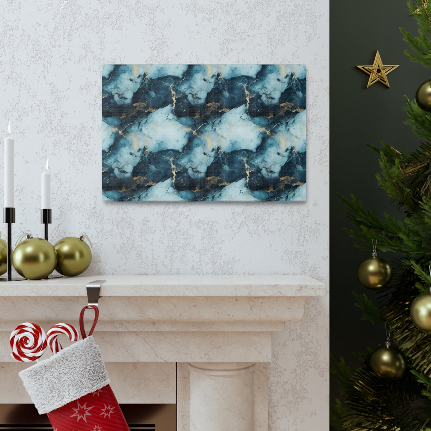 Cool Blue Marble Canvas Gallery Wrap