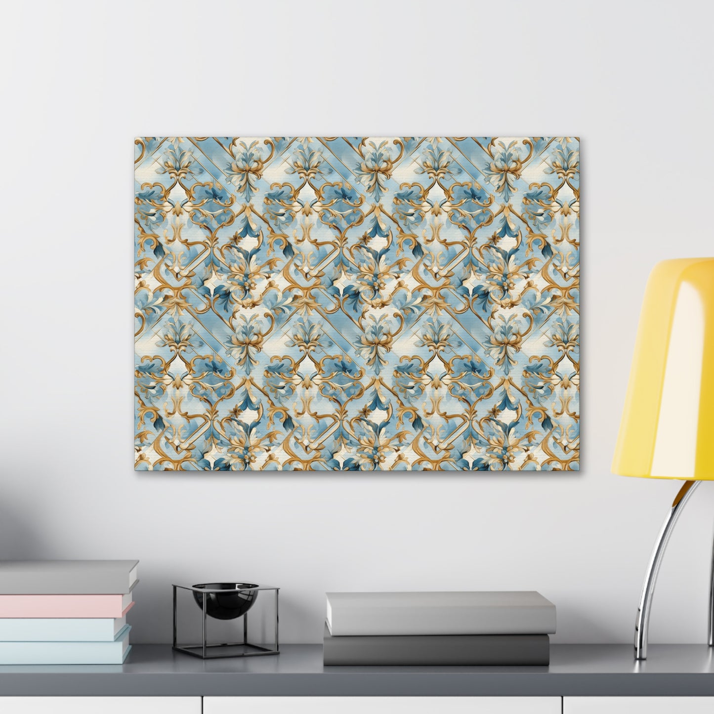Blue and Gold Flourishes Canvas Gallery Wrap