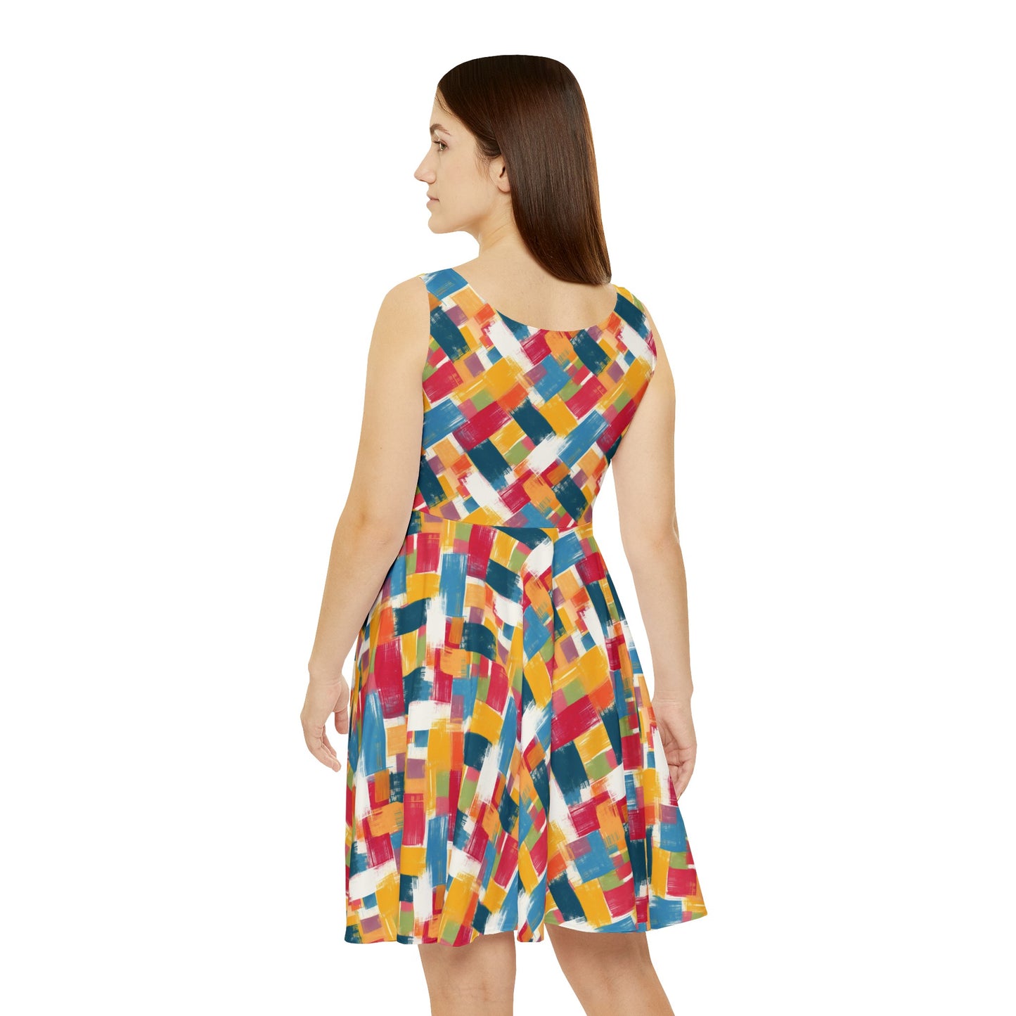 Colorful Crosshatch Women's Skater Dress (AOP)