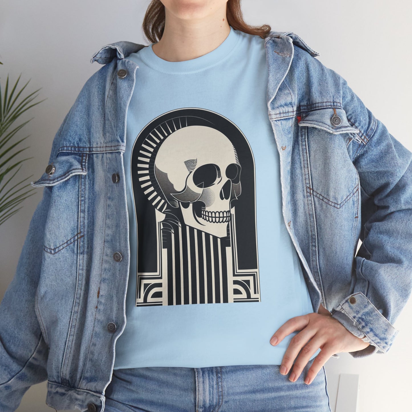 Art Deco Skull Unisex Heavy Cotton Tee