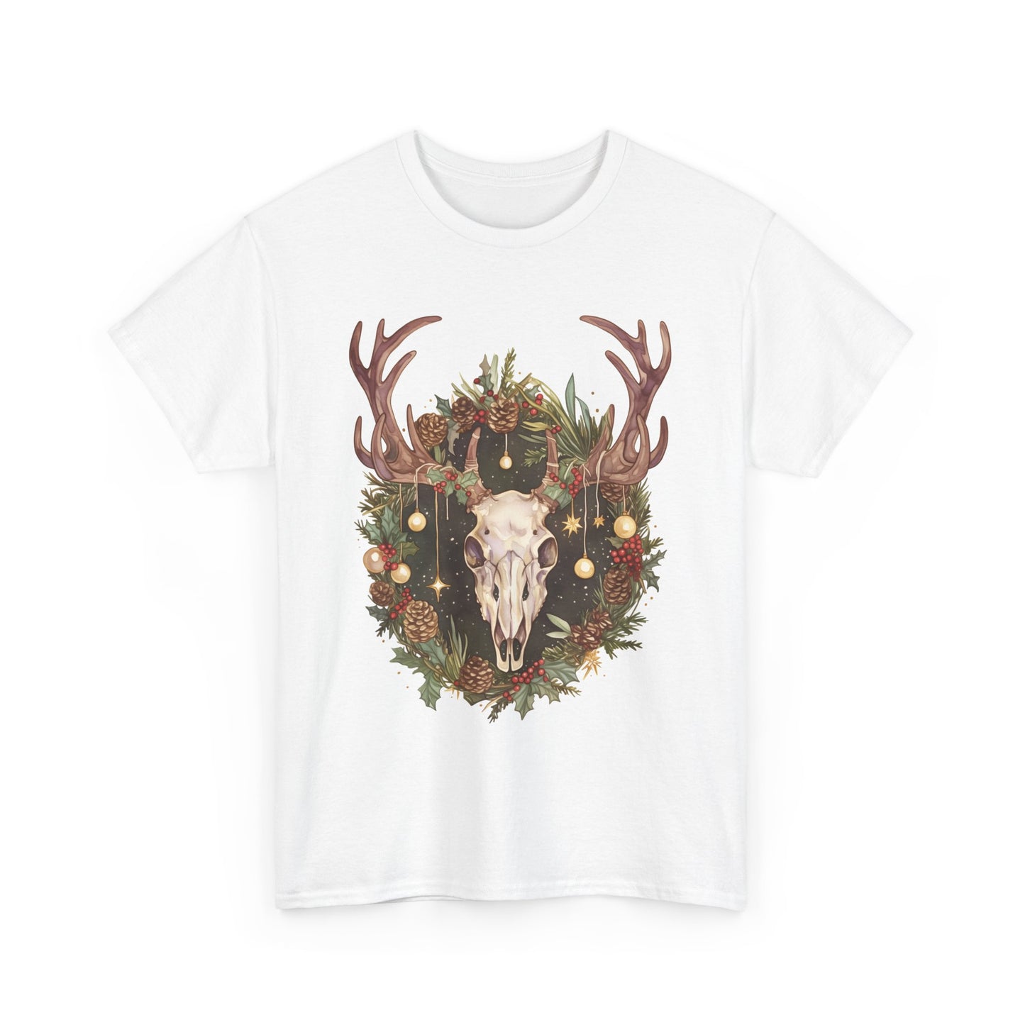 Reindeer Skull Unisex Heavy Cotton Tee