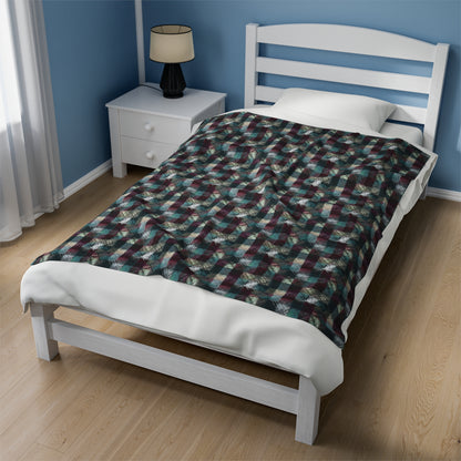 Grunge Plaid Velveteen Plush Blanket