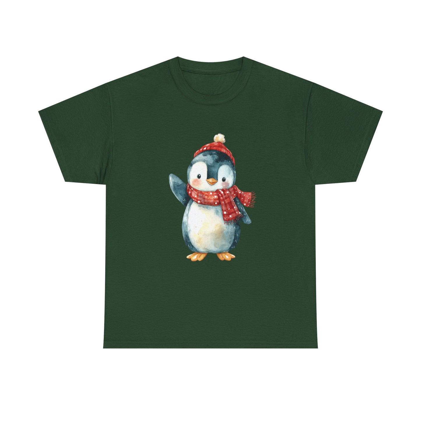 Festive Penguin Unisex Heavy Cotton Tee