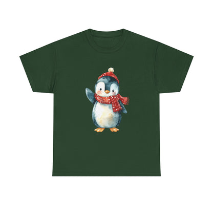 Festive Penguin Unisex Heavy Cotton Tee