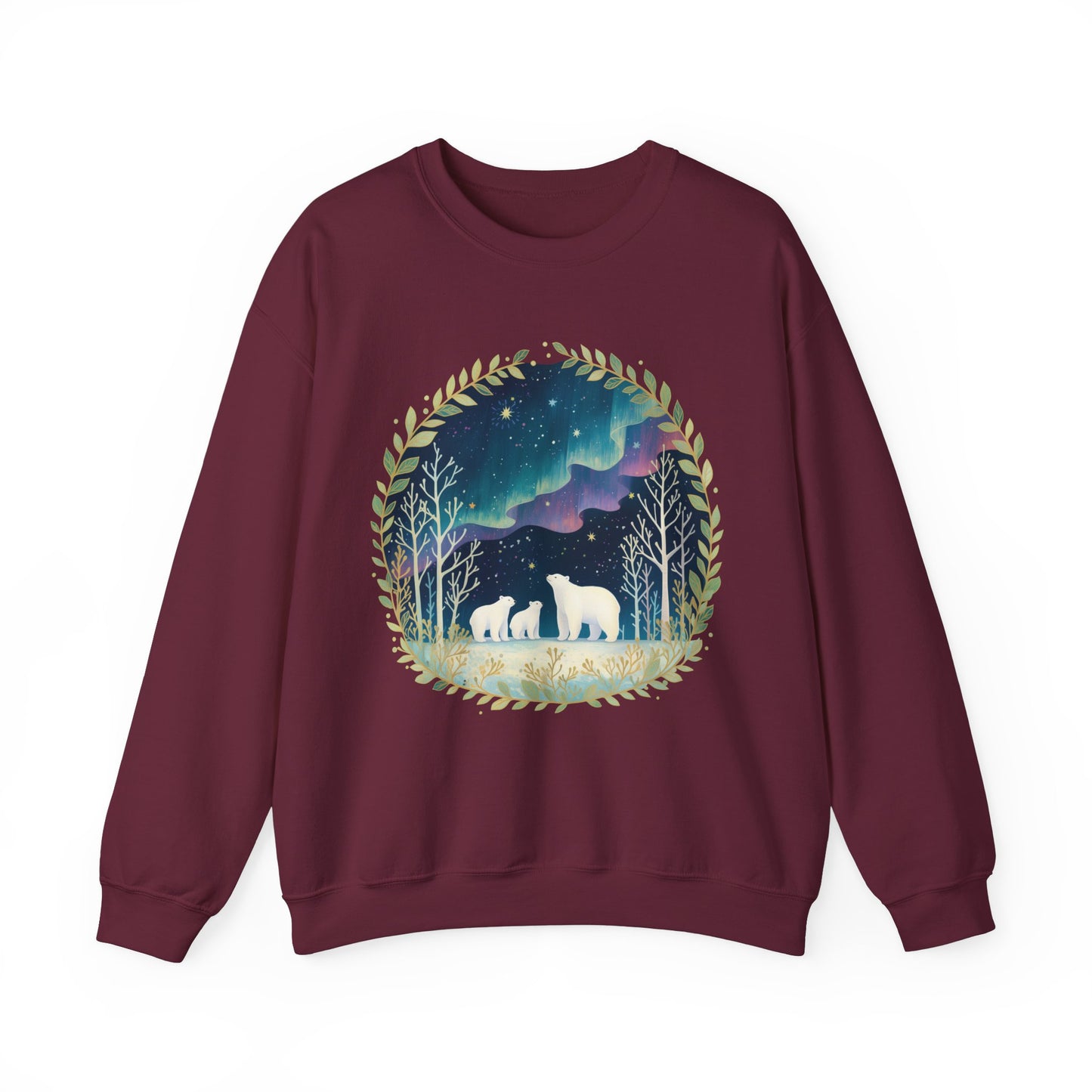 Aurora Polar Bears Unisex Heavy Blend™ Crewneck Sweatshirt