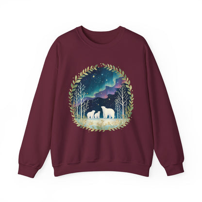 Aurora Polar Bears Unisex Heavy Blend™ Crewneck Sweatshirt