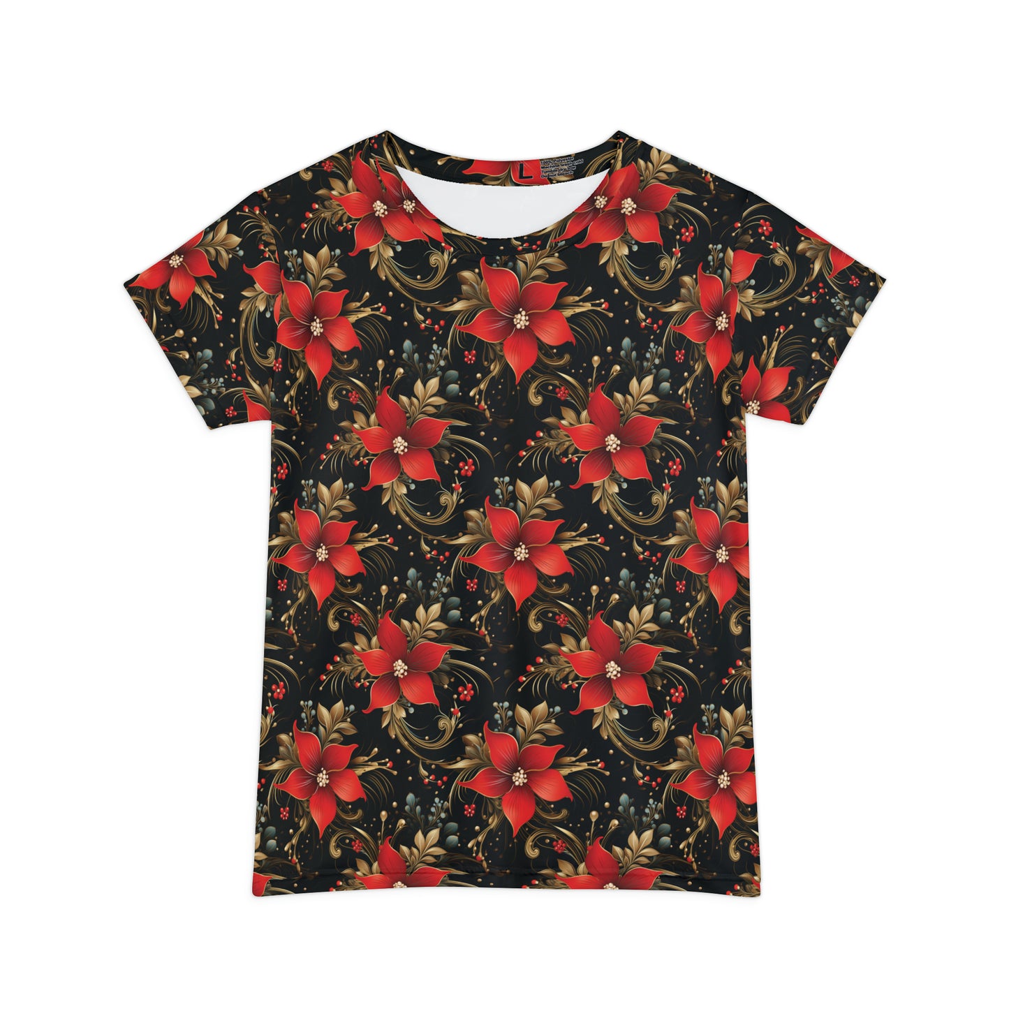 Pretty Poinsettias Women's Short Sleeve Shirt (AOP)