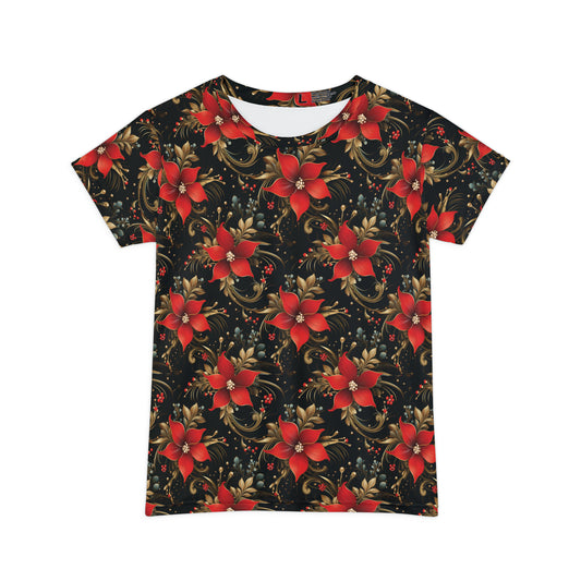 Pretty Poinsettias Women's Short Sleeve Shirt (AOP)