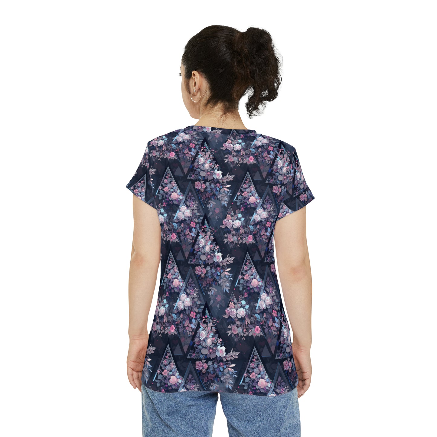Triangles and Roses Women's Short Sleeve Shirt (AOP)