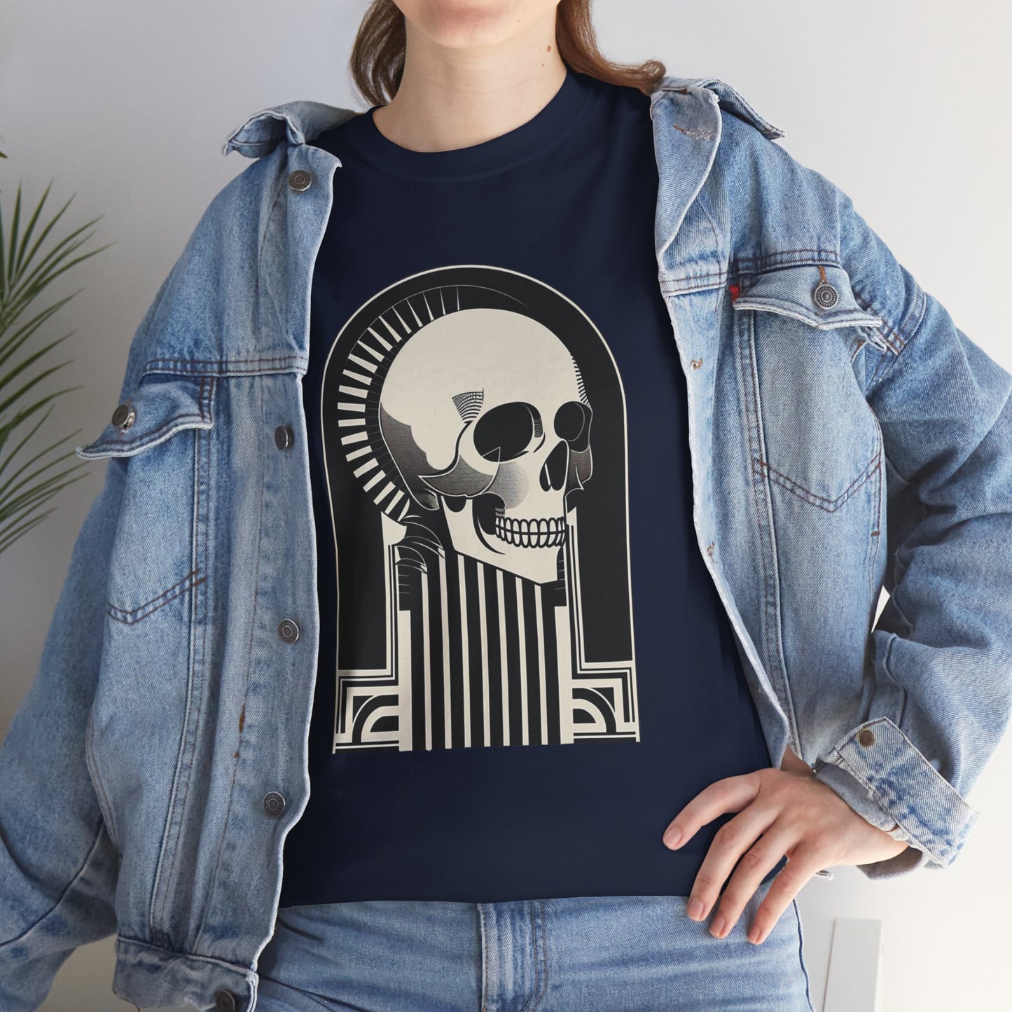 Art Deco Skull Unisex Heavy Cotton Tee