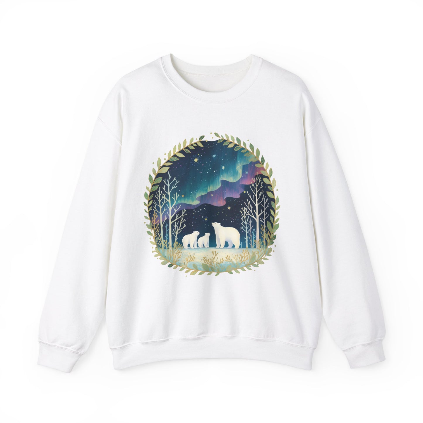 Aurora Polar Bears Unisex Heavy Blend™ Crewneck Sweatshirt