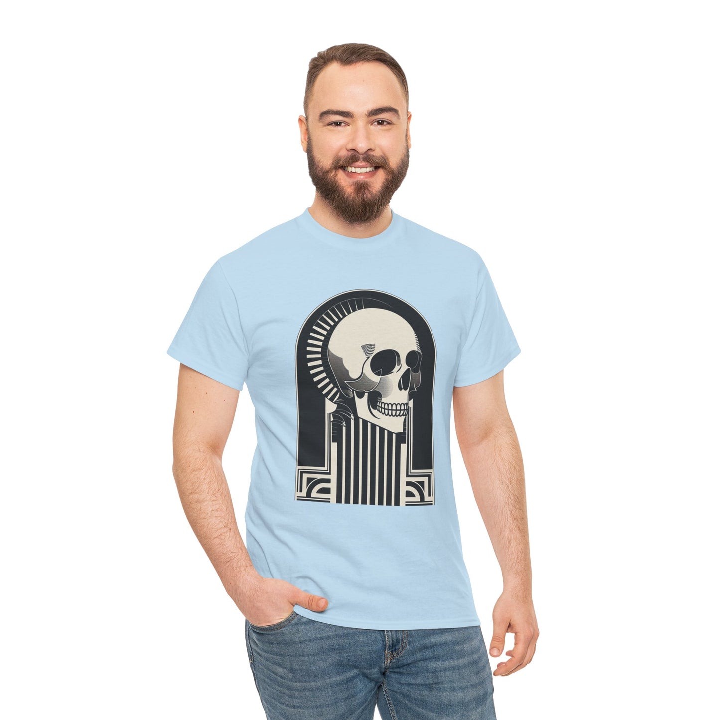 Art Deco Skull Unisex Heavy Cotton Tee