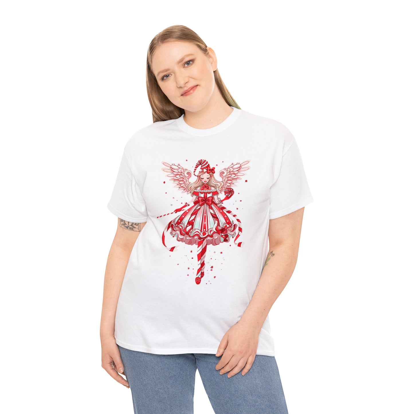 Candy Cane Angel Unisex Heavy Cotton Tee