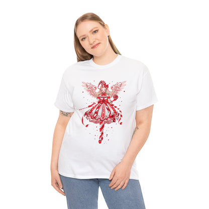 Candy Cane Angel Unisex Heavy Cotton Tee
