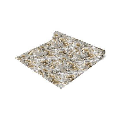 Silver & Gold Filigree Table Runner (Cotton, Poly)