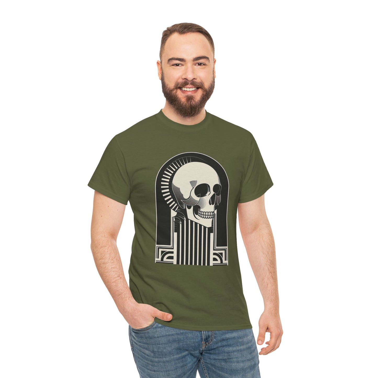 Art Deco Skull Unisex Heavy Cotton Tee