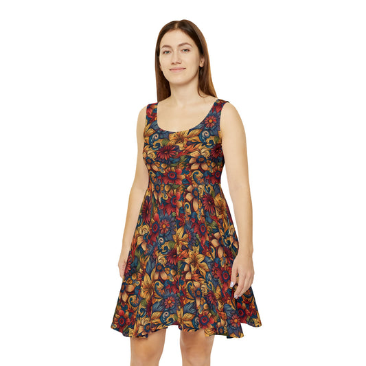 Floral Doodles Women's Skater Dress (AOP)