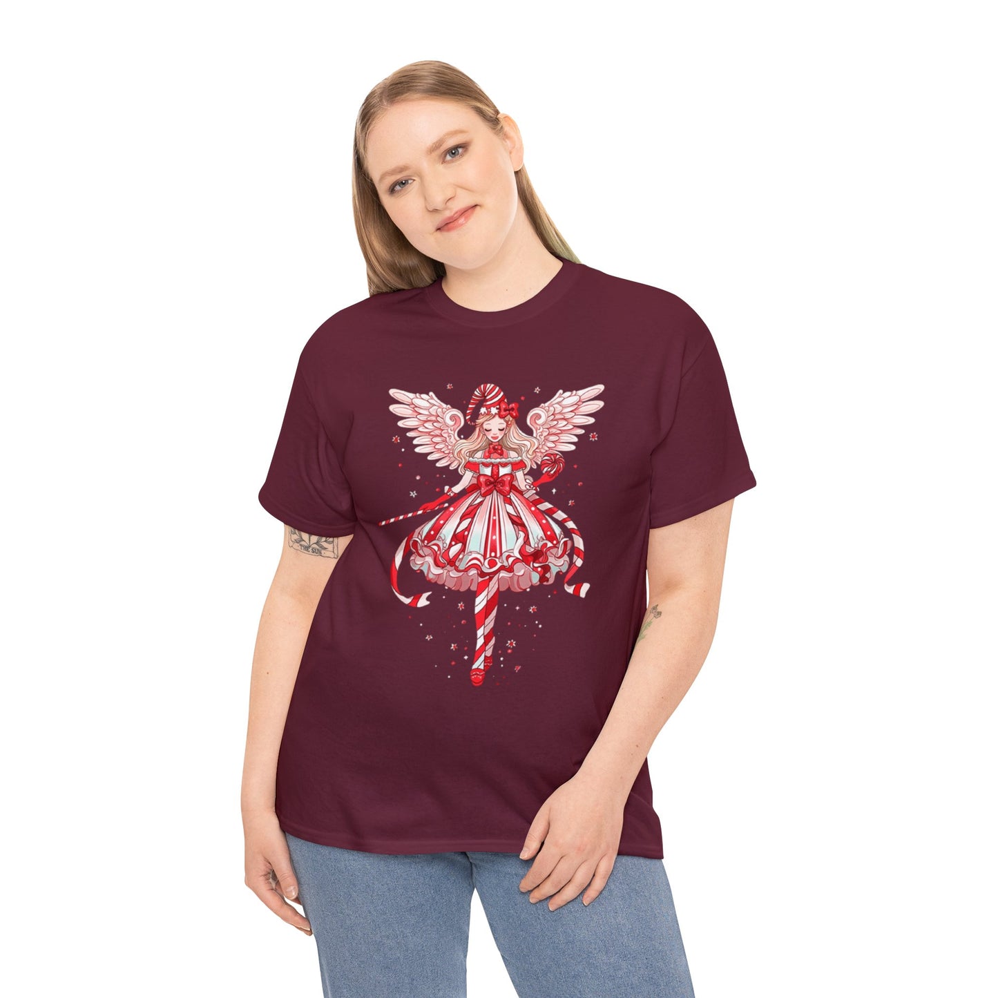 Candy Cane Angel Unisex Heavy Cotton Tee