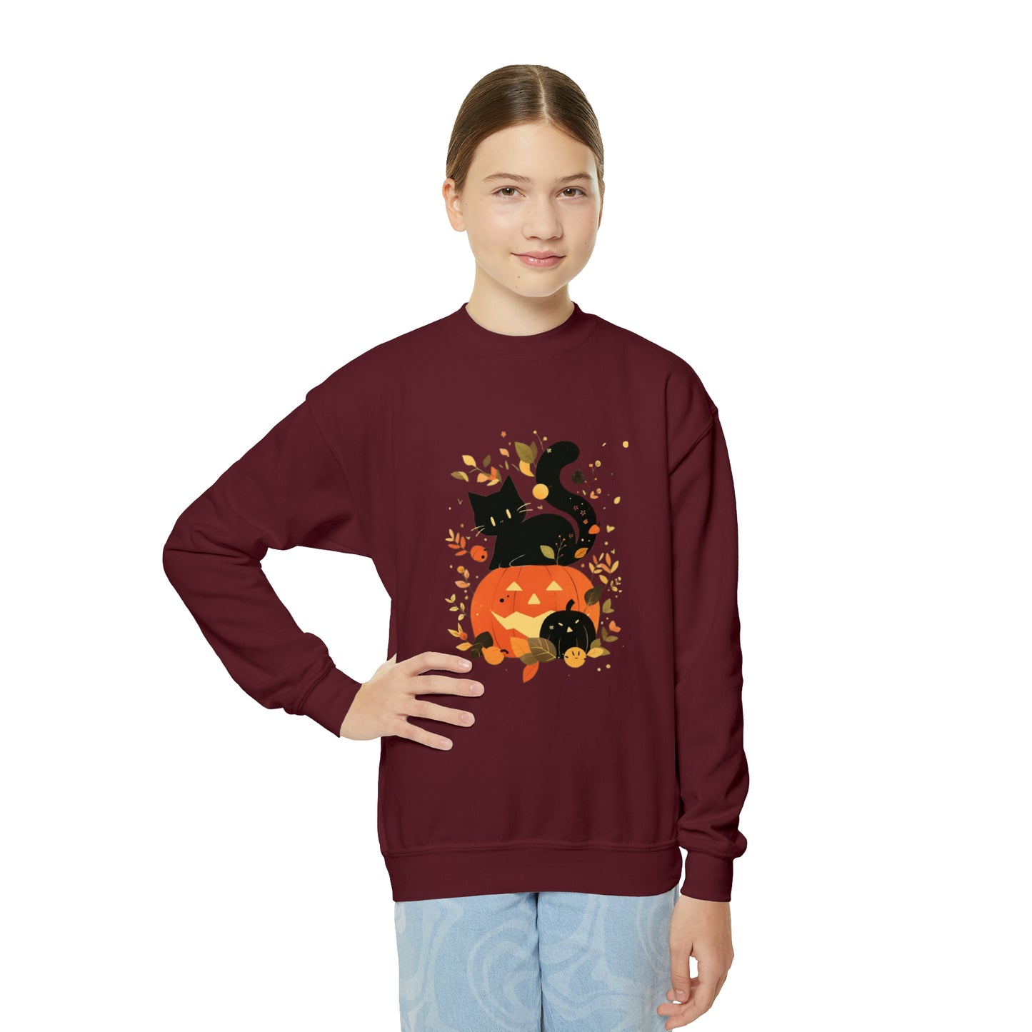 Spooky Kitty Youth Crewneck Sweatshirt