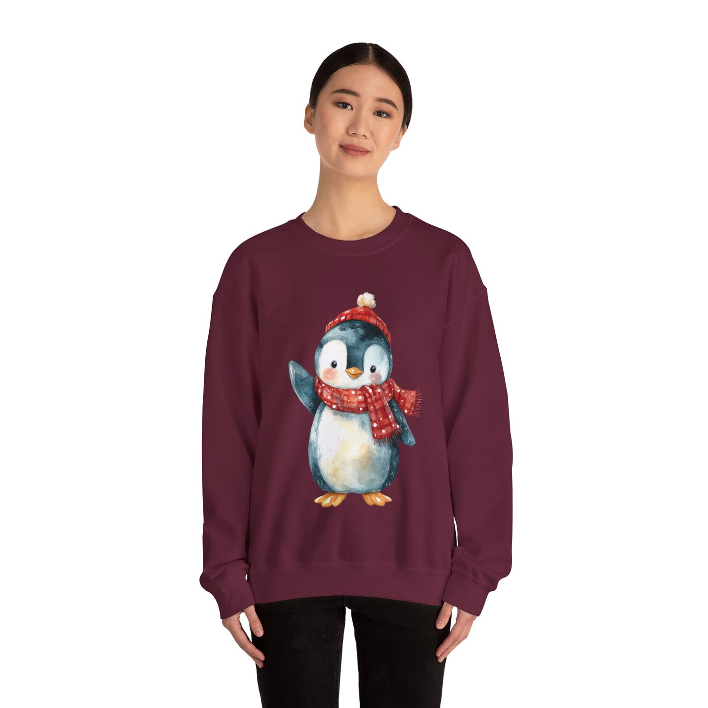 Festive Penguin Unisex Heavy Blend™ Crewneck Sweatshirt