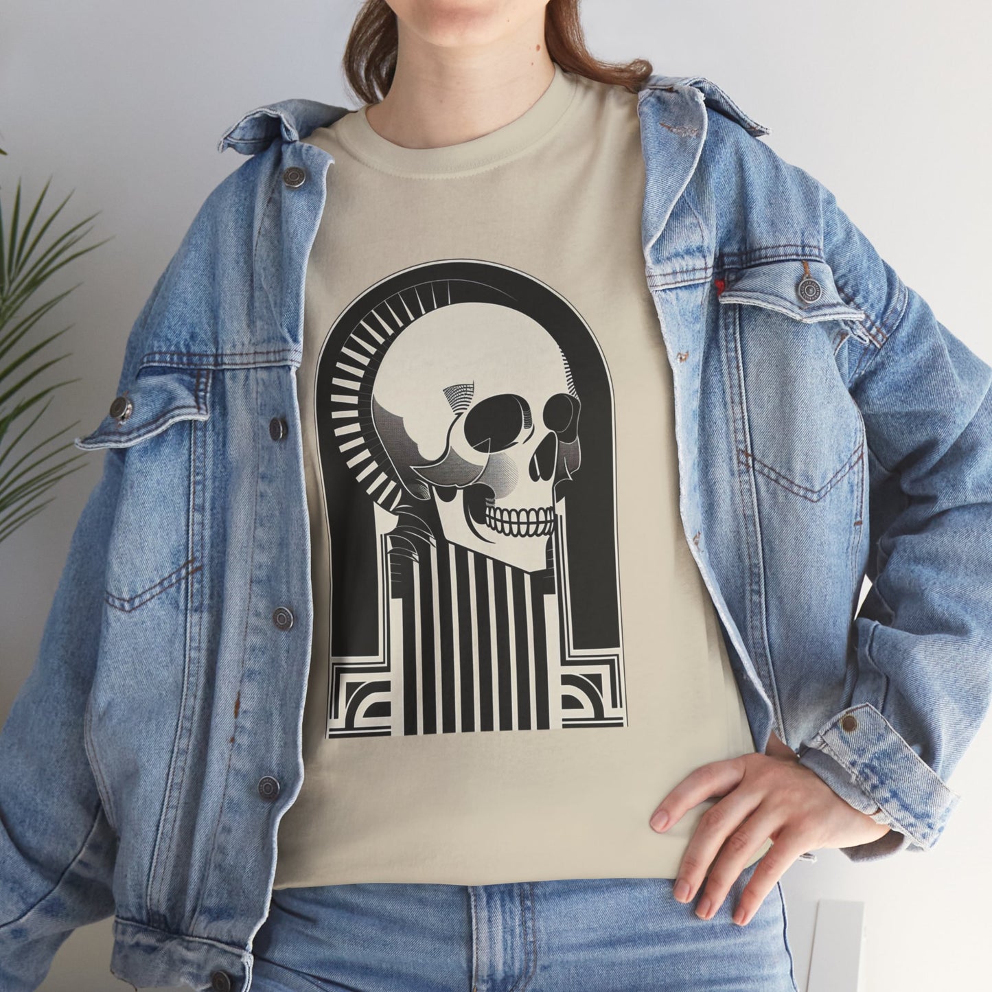 Art Deco Skull Unisex Heavy Cotton Tee