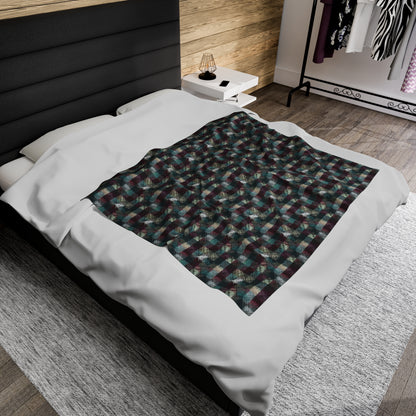 Grunge Plaid Velveteen Plush Blanket