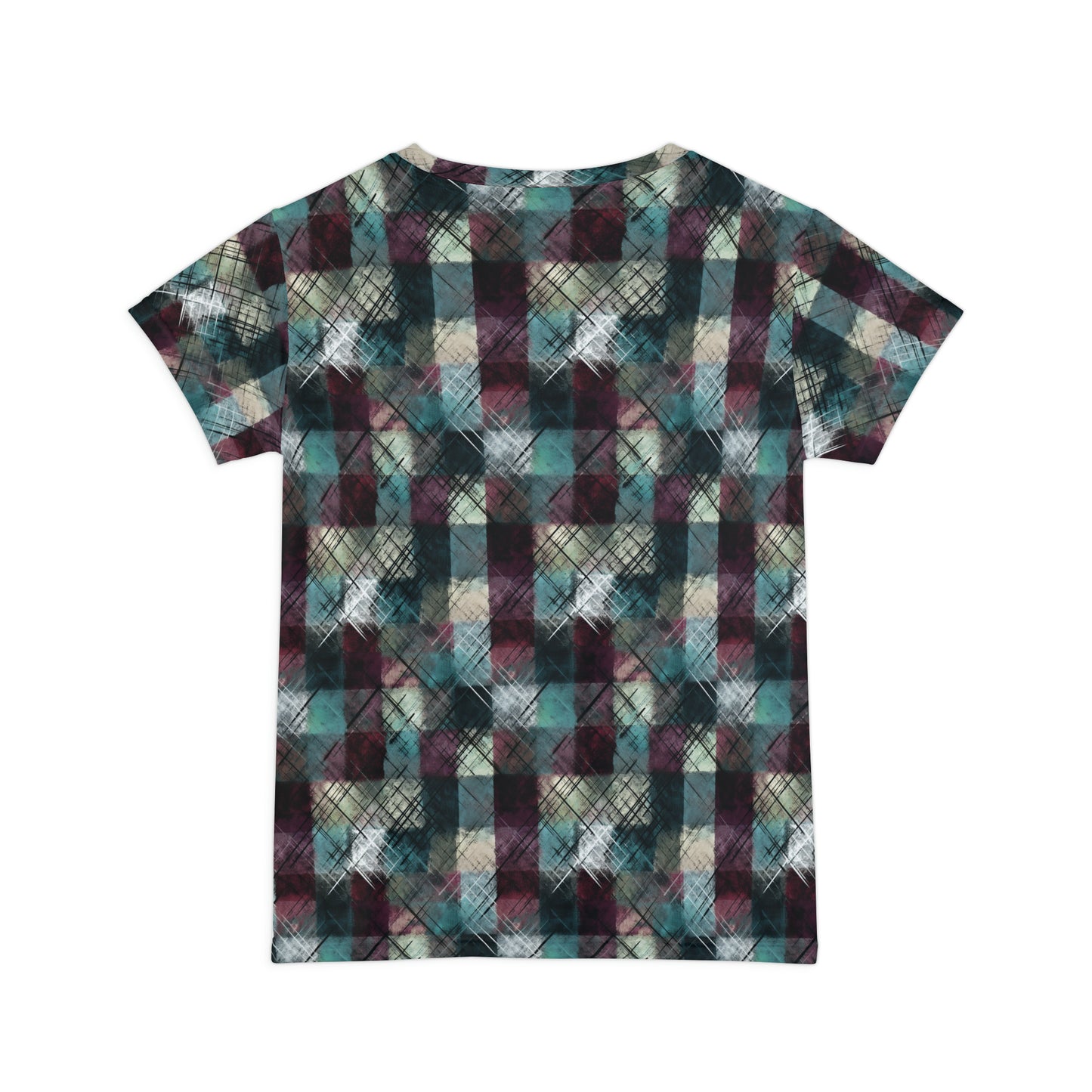 Grunge Plaid Women's Short Sleeve Shirt (AOP)
