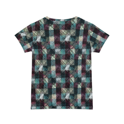 Grunge Plaid Women's Short Sleeve Shirt (AOP)