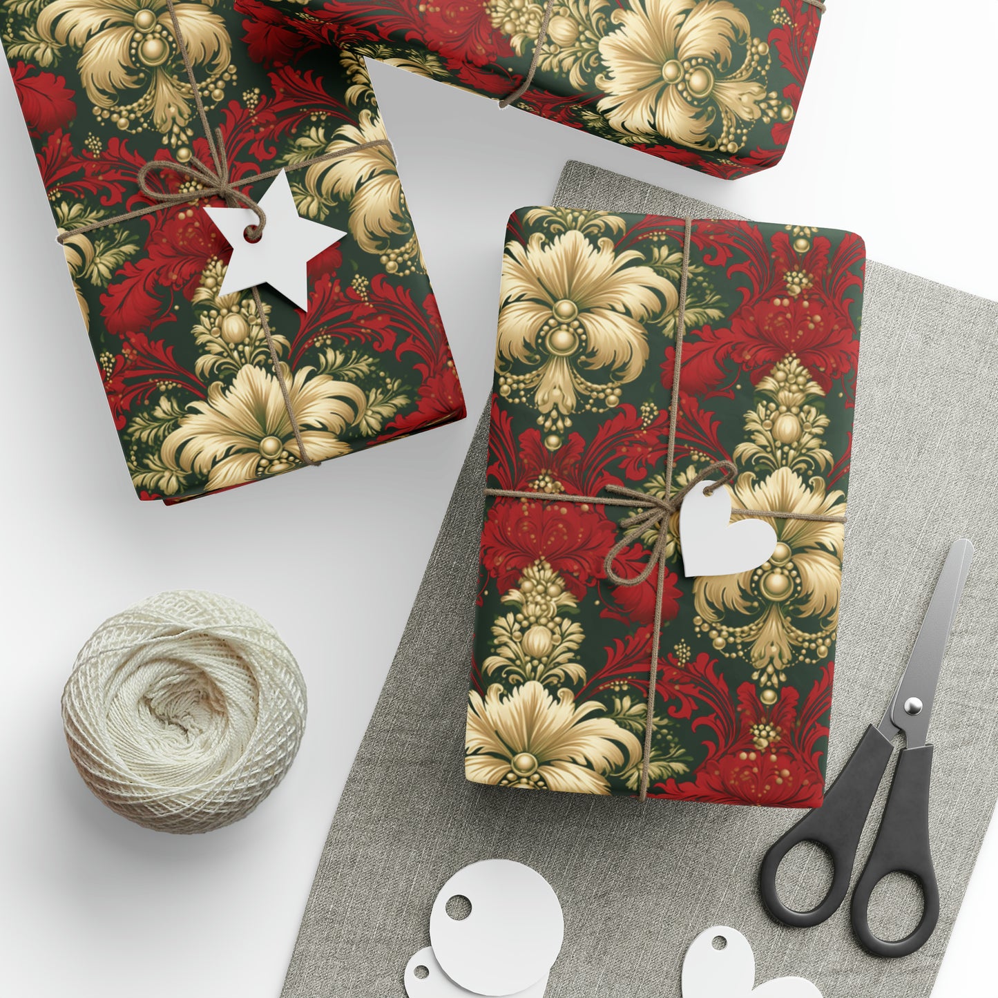 Christmas Damask Wrapping Papers