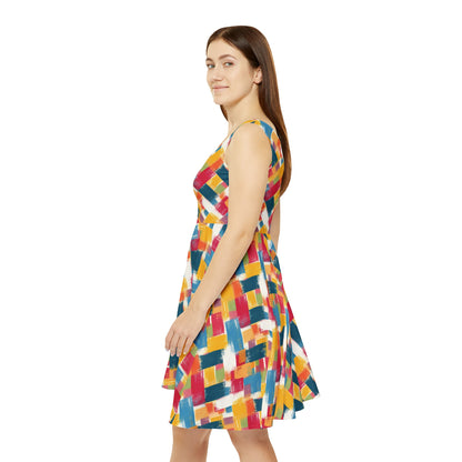 Colorful Crosshatch Women's Skater Dress (AOP)