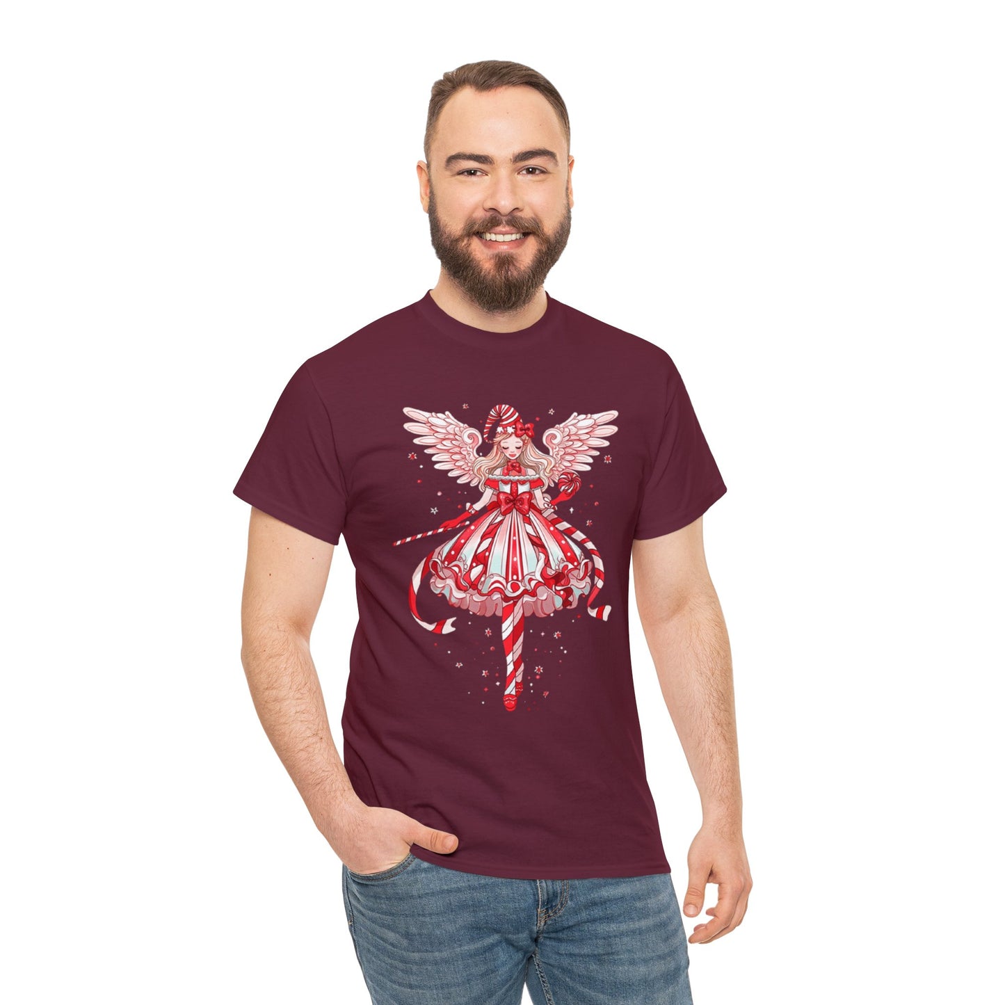 Candy Cane Angel Unisex Heavy Cotton Tee