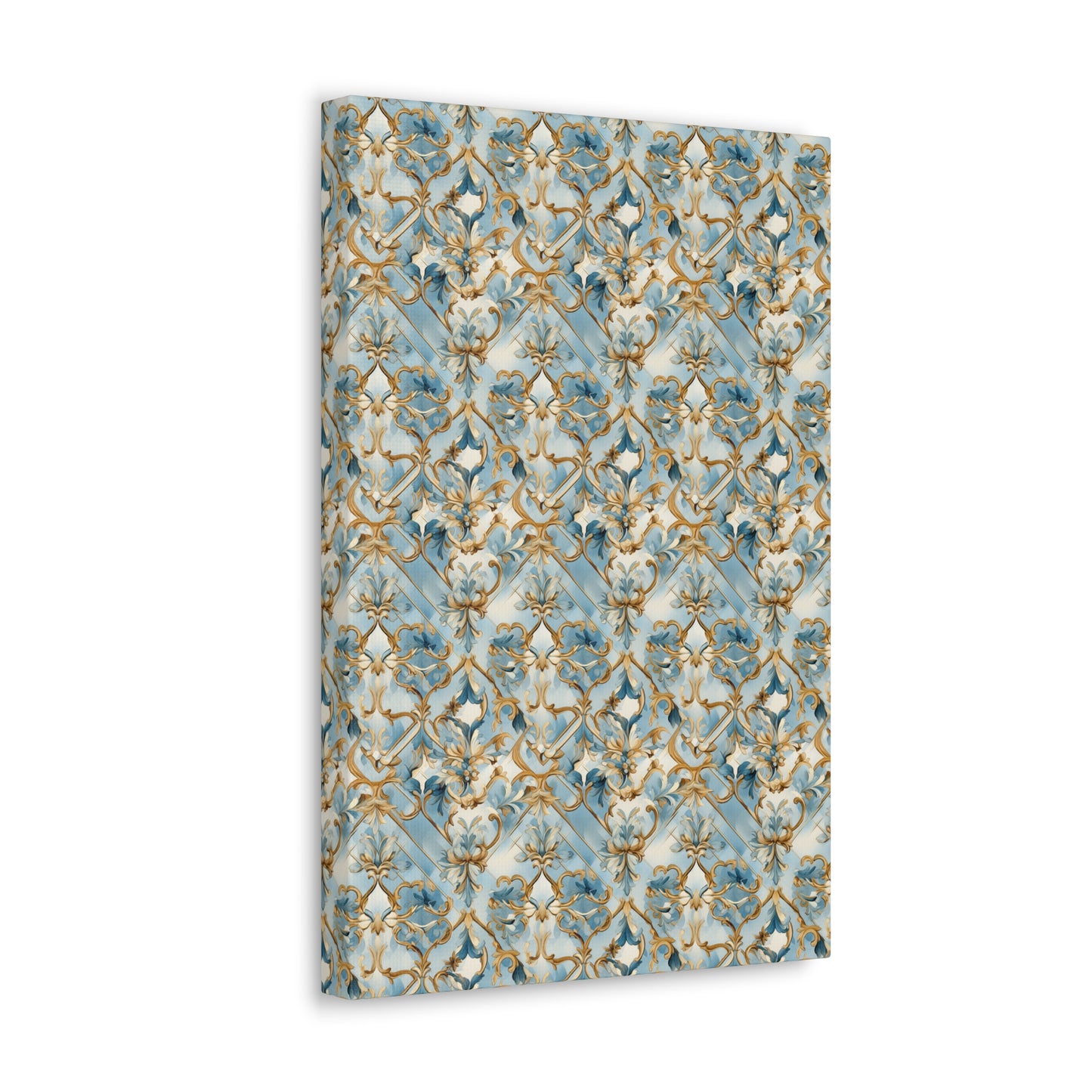 Blue and Gold Flourishes Canvas Gallery Wrap