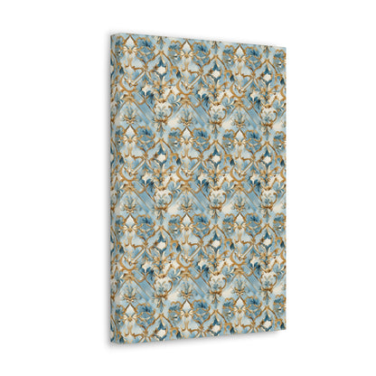 Blue and Gold Flourishes Canvas Gallery Wrap