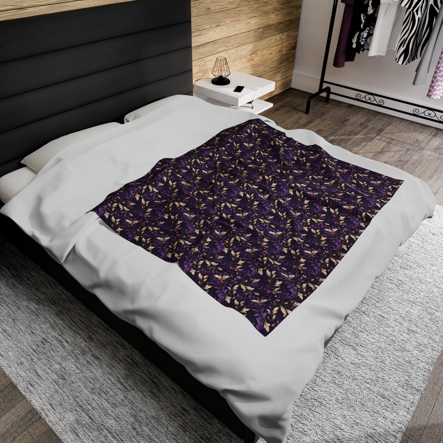 Purple Leaves Velveteen Plush Blanket