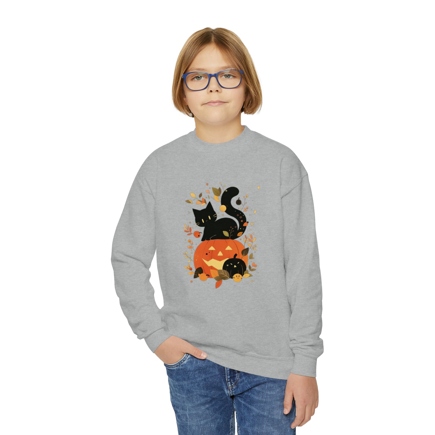 Spooky Kitty Youth Crewneck Sweatshirt